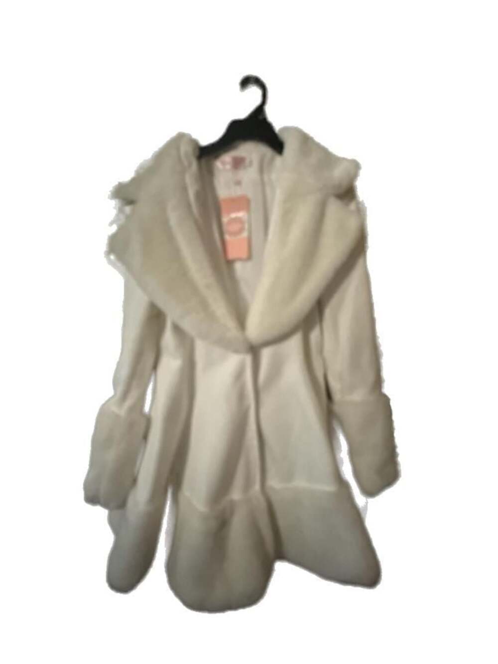 Blingor White Faux Fur Trimmed Coat